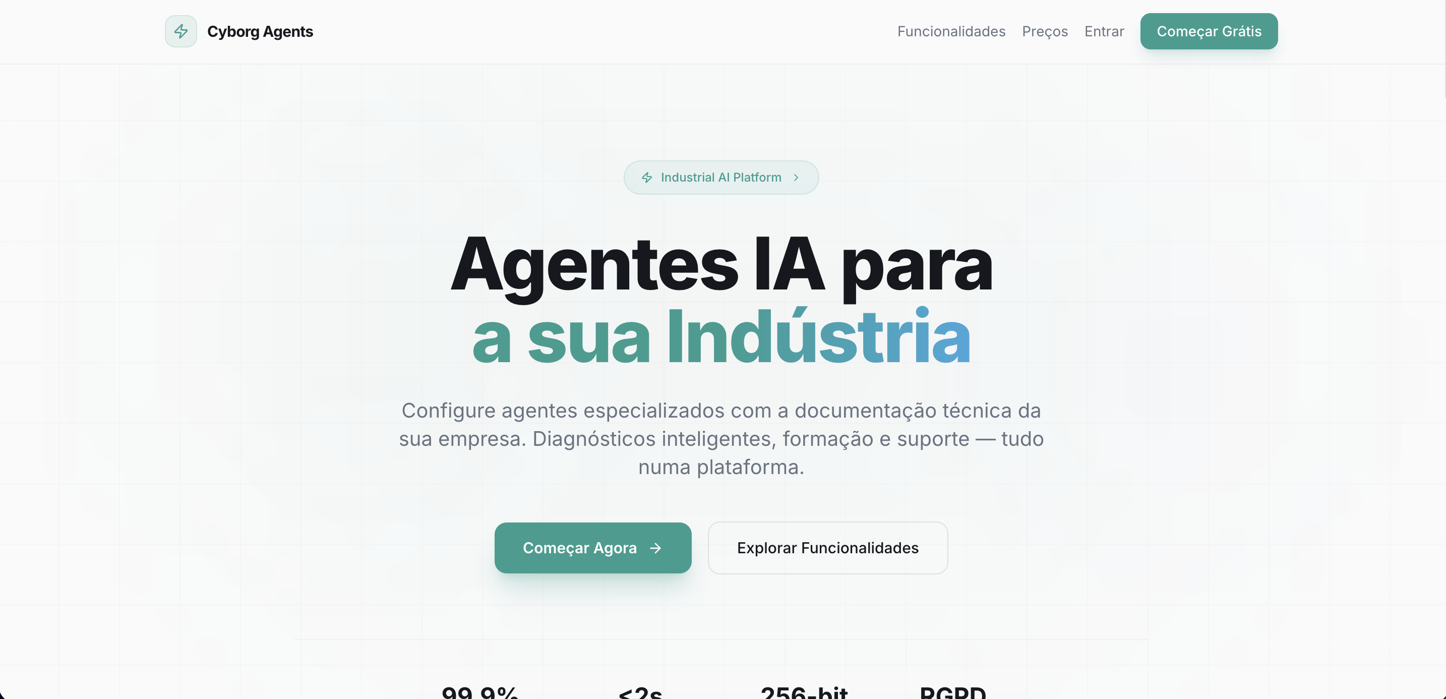 Cyborg platform home with agents, equipment overview and tenant context